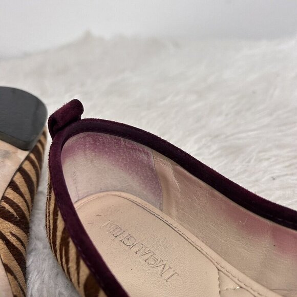 J. McLaughlin Anastasia Ballet Flat Calf Hair Tan Beechwood Zebra Print Size 6 - Picture 10 of 11